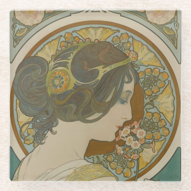 Dessous-de-verre En Verre Primrose par Alphonse Mucha (Devant)