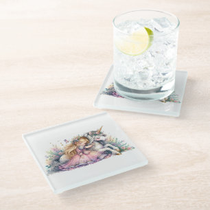 Dessous-de-verre En Verre Princesse Licorne Pastel Conte de Fée Fantastique