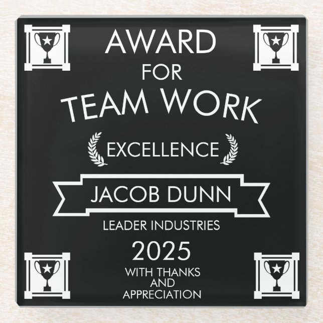 Dessous-de-verre En Verre Prix de travail de l'équipe d'entreprise (Devant)