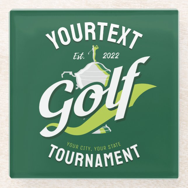Dessous-de-verre En Verre Pro Golfer NAME Golf Trophée Tournoi de golf (Devant)