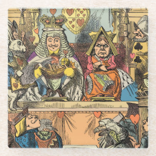 Dessous-de-verre En Verre Procès d'Alice du Valet de Cœur Vintage