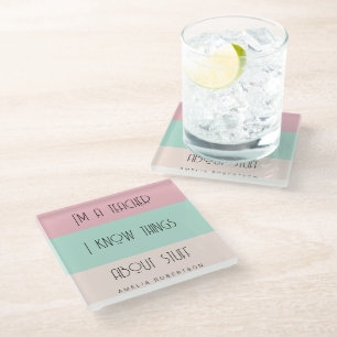 Dessous-de-verre En Verre Prof colorblock personnalisé drôle