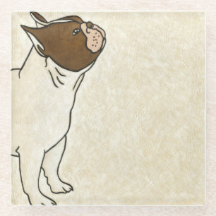 Dessous-de-verre En Verre Profil de French Bulldog En tête