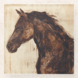 Dessous-de-verre En Verre Profil du cheval sauvage Brown