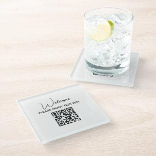 Dessous-de-verre En Verre Profitez De Notre Hôtel Wifi Bienvenue QR Code