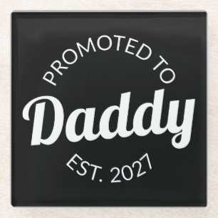 Dessous-de-verre En Verre Promu Papa 2027 Futur Papa Cadeau Baby Shower Je