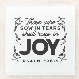 Dessous-de-verre En Verre Psaume 126:5 Typographie des Écritures – Récolter 