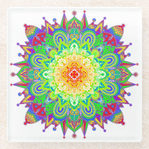 Dessous-de-verre En Verre Psychedelic Zen Mandala Art Abstrait