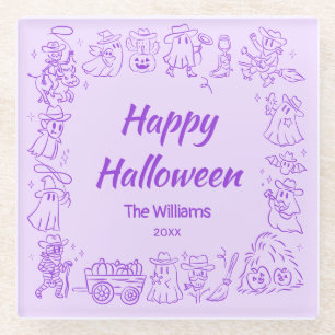 Dessous-de-verre En Verre Purple Quirky Main Drag Scribbles Halloween