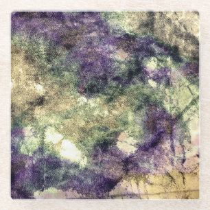 Dessous-de-verre En Verre Purple rose vert noir coloré abstrait grunge
