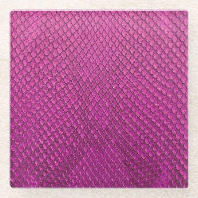 Dessous-de-verre En Verre Python rose : Texture de la peau de serpent. (Devant)