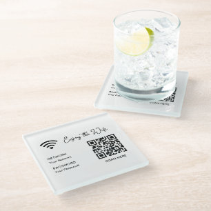 Dessous-de-verre En Verre QR Code Blanc Profitez Du Wifi Hôtel Dessous de ve