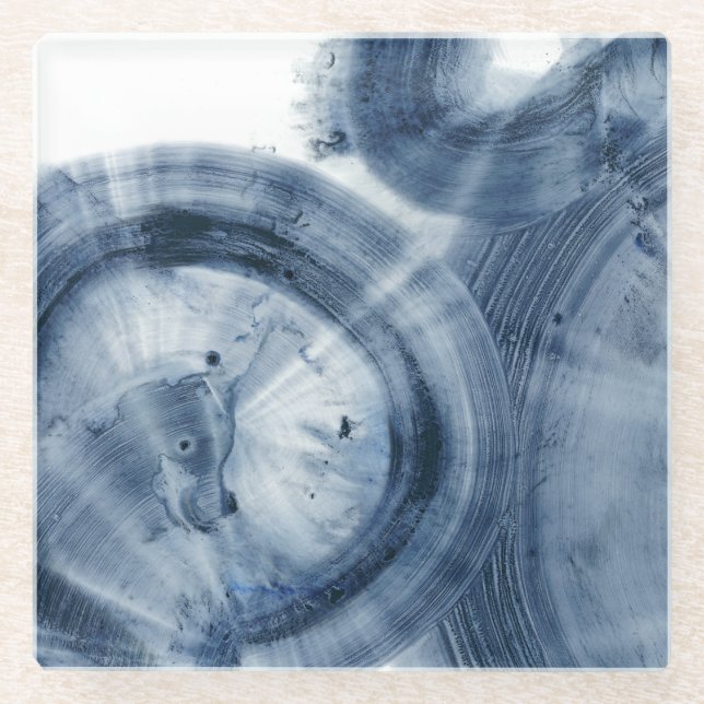 Dessous-de-verre En Verre Quasars - Cercles bleu encre (Devant)