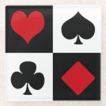 Dessous-de-verre En Verre Quatre combinaisons de cartes<br><div class="desc">Ensemble d'icônes de combinaison de carte isolées sur les carrés noirs et blancs</div>