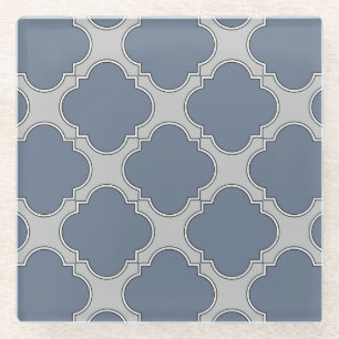 Dessous-de-verre En Verre Quatrefoil gris bleu