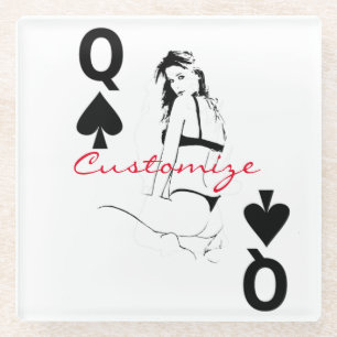 Dessous-de-verre En Verre Queen of Spades Bikini Girl Thunder_Cove