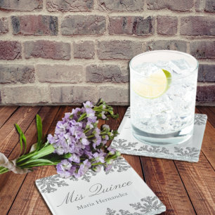 Dessous-de-verre En Verre Quinceanera hivernale de flocons d'argent