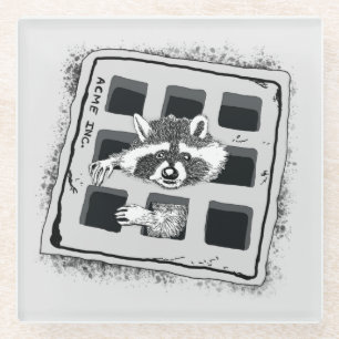 Dessous-de-verre En Verre Raccoon coincé dans Grate Illustration