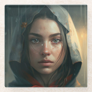 Dessous-de-verre En Verre Rain hood girl
