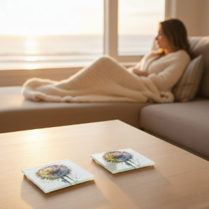 Dessous-de-verre En Verre Rainbow Dandelion