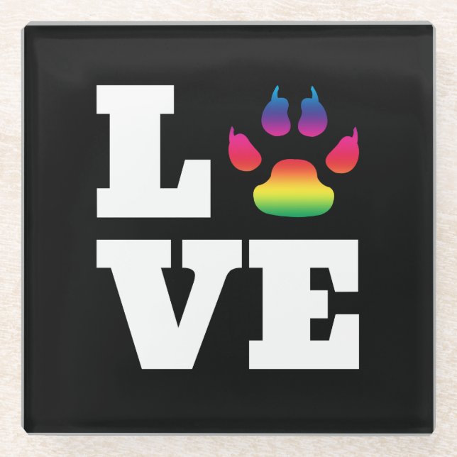 Dessous-de-verre En Verre Rainbow paw (Devant)
