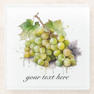 Dessous-de-verre En Verre Raisin de vigne aquarelle personnalisé
