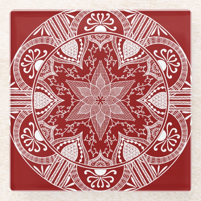 Dessous-de-verre En Verre Raspberry Mandala (Devant)