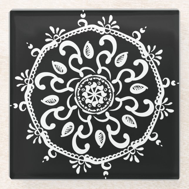 Dessous-de-verre En Verre Raven Mandala (Devant)