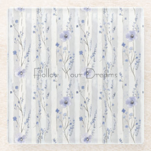 Dessous-de-verre En Verre Rayures Florales Lilas