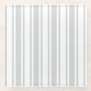 Dessous-de-verre En Verre Rayures gris-clair et blanches de sucrerie