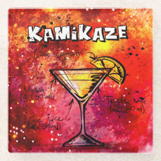Dessous-de-verre En Verre Recette de boissons de barman de kamikaze