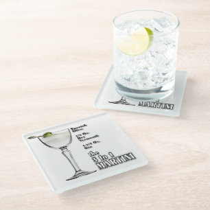 Dessous-de-verre En Verre Recette de cocktail Martini 3 à 1 (humide) Art
