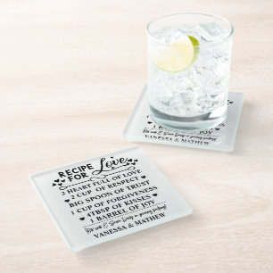 Dessous-de-verre En Verre Recette pour un mariage heureux, Cadeau de shower 