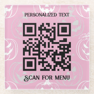 Dessous-de-verre En Verre Rechercher le code QRcode de menu avec LPink BG pe