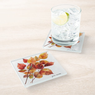 Dessous-de-verre En Verre Récolte Dorée Feuilles : Aquarelle d'Automne, pers