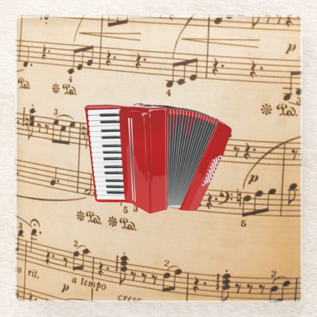 Dessous-de-verre En Verre Red Accordion, design populaire, (Devant)