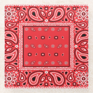 Dessous-de-verre En Verre Red bandana paisley bandanas pays rap hip hop f