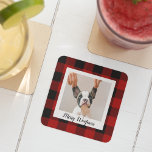 Dessous-de-verre En Verre Red Buffalo Plaid & Joyeux Woofmas Avec Photo Chie<br><div class="desc">Red Buffalo Plaid & Joyeux Woofmas Avec Photo Chien</div>