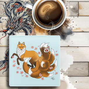Dessous-de-verre En Verre Red Fox Tails Kitsune Kasai