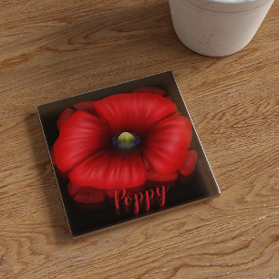 Dessous-de-verre En Verre Red Poppy Flower Art Dessous de verre en verre per