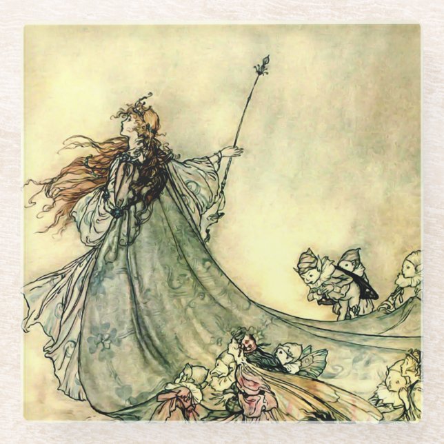 Dessous-de-verre En Verre "Reine des fées" par Arthur Rackham (Devant)