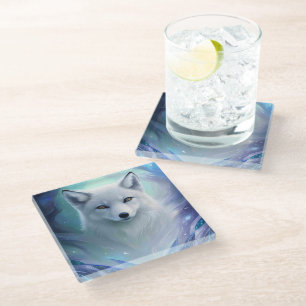 Dessous-de-verre En Verre Renard blanc Extraordinaire sur Icy Land