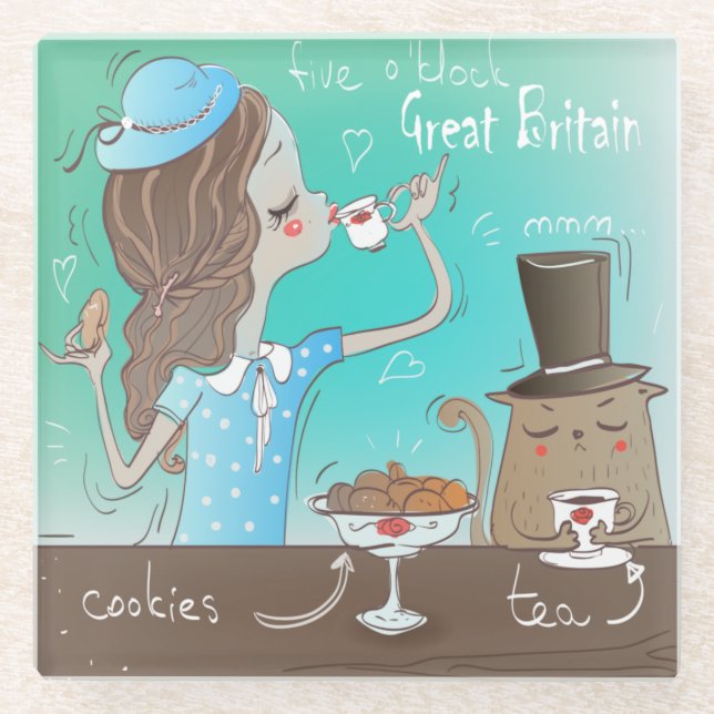 Dessous-de-verre En Verre Repas anglais (Devant)