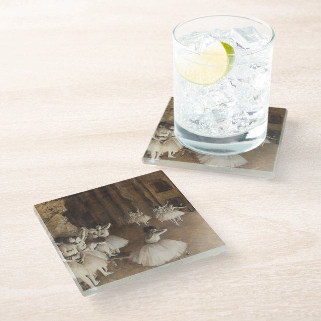 Dessous-de-verre En Verre Répétition de ballet sur scène | Edgar Degas (Incliné)