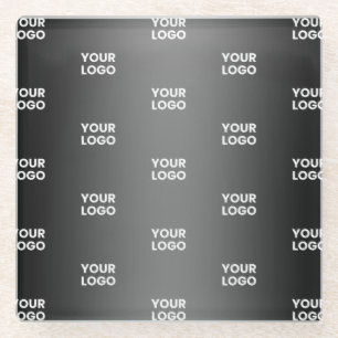 Dessous-de-verre En Verre Répétition du logo de l'entreprise   Gradient noir