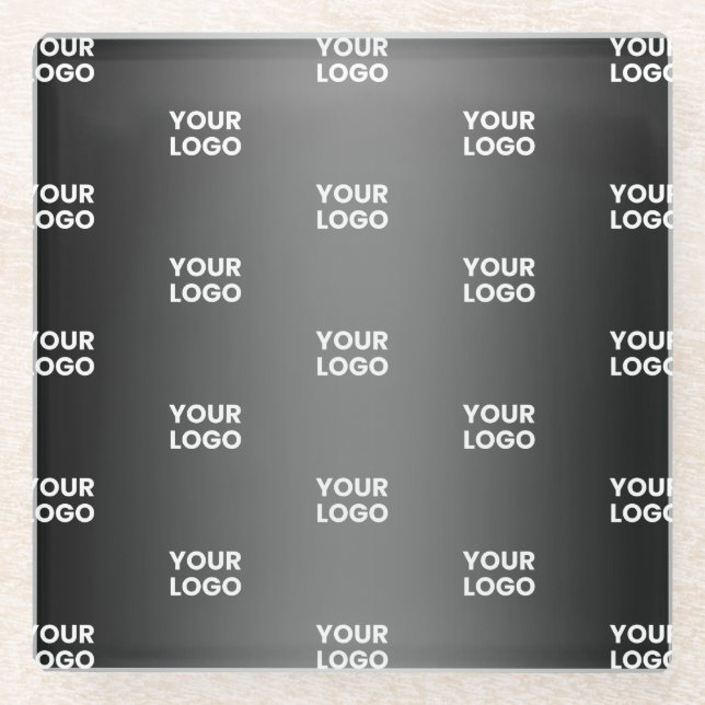 Dessous-de-verre En Verre Répétition du logo de l'entreprise | Gradient noir (Devant)