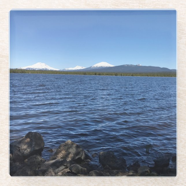 Dessous-de-verre En Verre Réservoir Crane Prairie, Oregon (Devant)