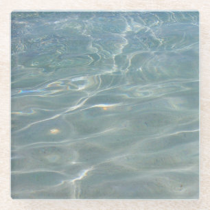 Dessous-de-verre En Verre Résumé d'eau des Caraïbes Bleu Nature