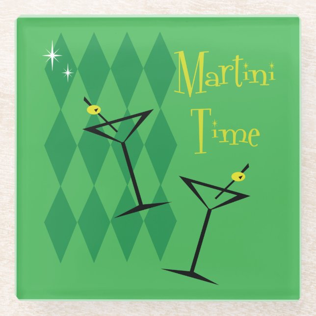 Dessous-de-verre En Verre Retro Martini (Devant)