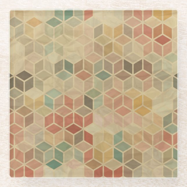 Dessous-de-verre En Verre Rétro motif géométrique 5 (Devant)